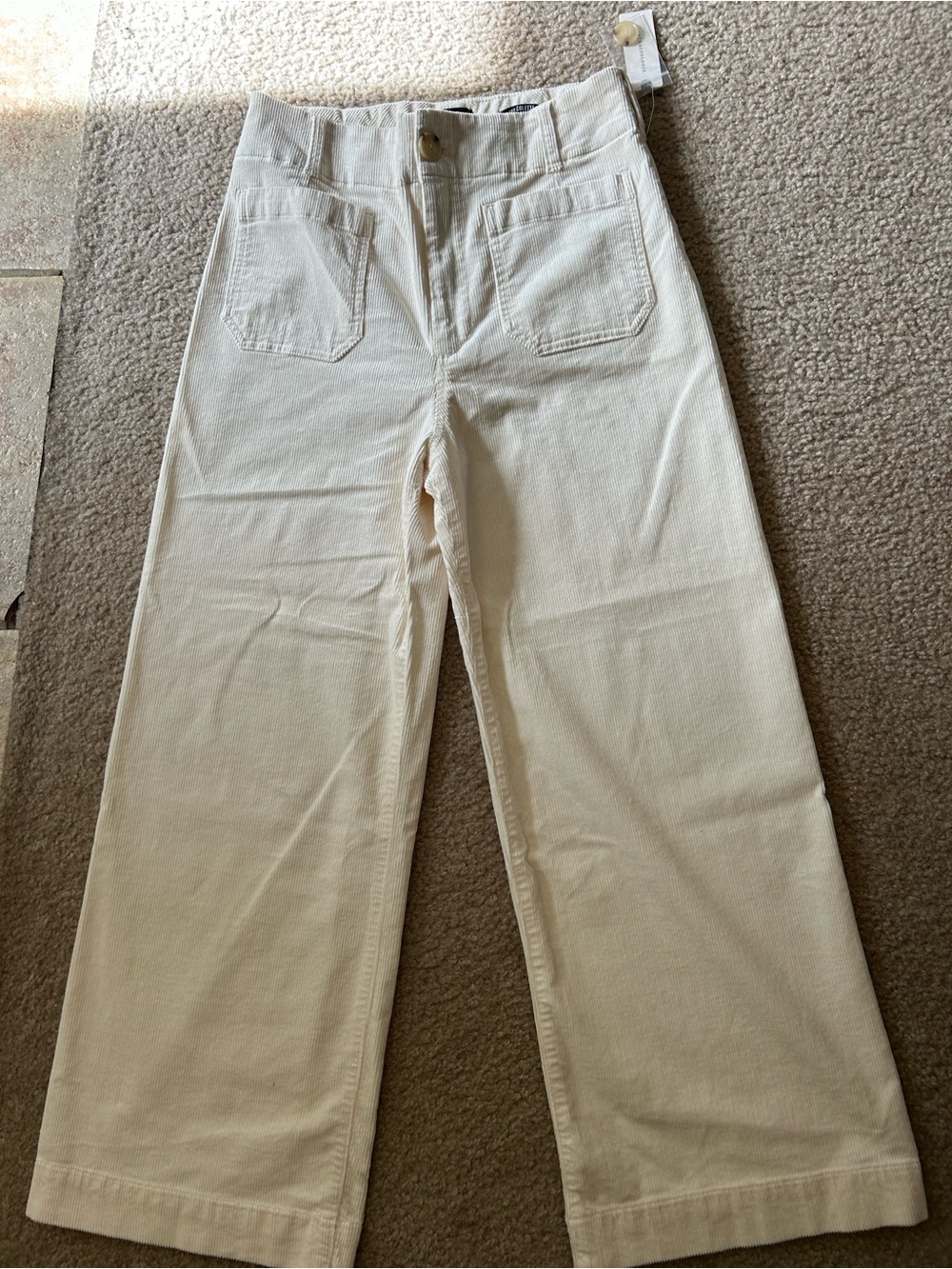 Anthropologie Maeve Colette Corduroy Wide-Leg Cropped Ivory Size 29 - Picture 5 of 7
